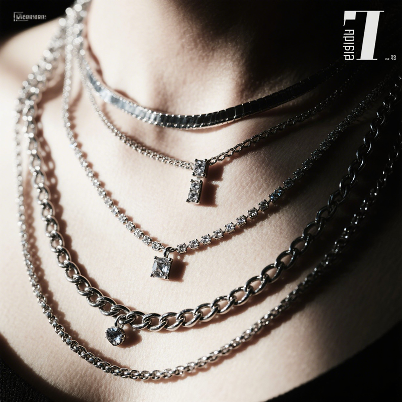 Model wearing a stylish silver choker