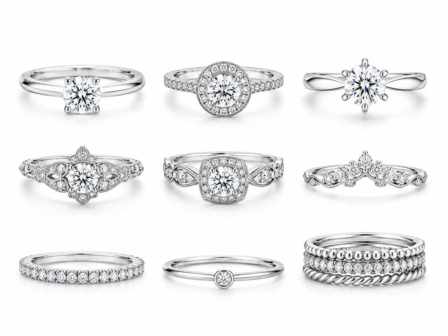 925 sterling silver moissanite rings
