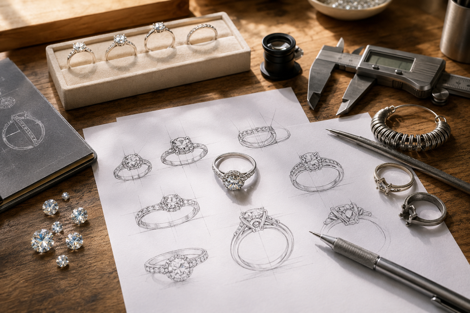Sterling silver moissanite ring design