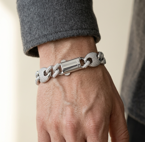 New Cuban Link Bracelet Sterling Silver | Hip Hop Style Design Men's Miami Cuban Link Bracelet