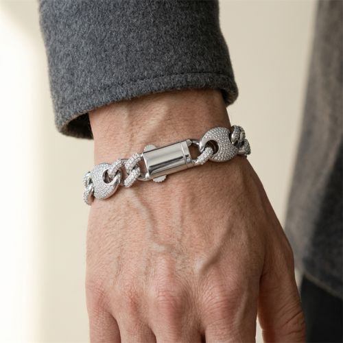 New Cuban Link Bracelet Sterling Silver | Hip Hop Style Design Men's Miami Cuban Link Bracelet