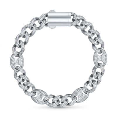 New Cuban Link Bracelet Sterling Silver | Hip Hop Style Design Men's Miami Cuban Link Bracelet