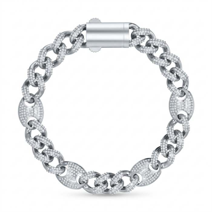 New Cuban Link Bracelet Sterling Silver | Hip Hop Style Design Men's Miami Cuban Link Bracelet