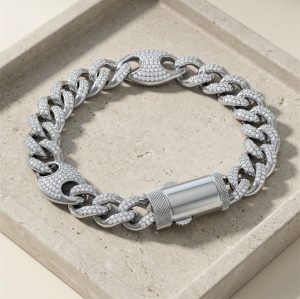 New Cuban Link Bracelet Sterling Silver | Hip Hop Style Design Men's Miami Cuban Link Bracelet