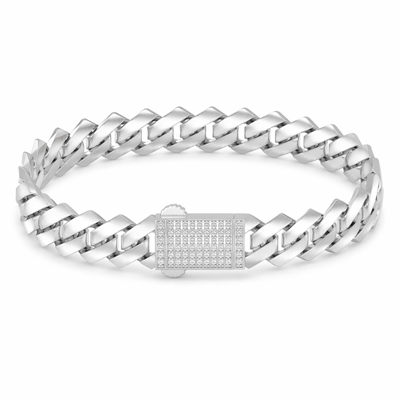 Men's Cuban link bracelet with statement clasp for wholesale jewelry