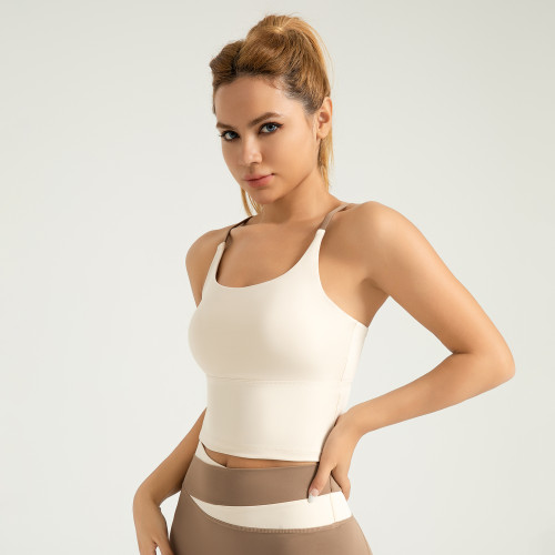 OEM High Waist Sports Bra Thin Shoulder Straps Female Waist Support Bra