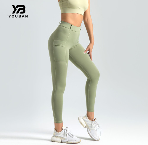Custom Women Biker Pants Polyester High Stretch Long Sportswear Leggings with Pockets
