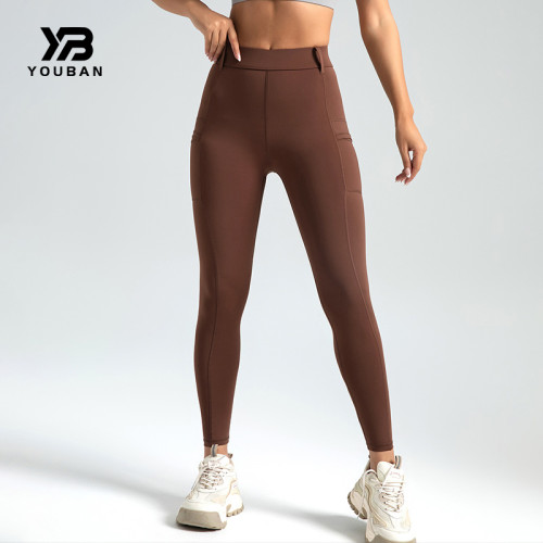 Custom Women Biker Pants Polyester High Stretch Long Sportswear Leggings with Pockets