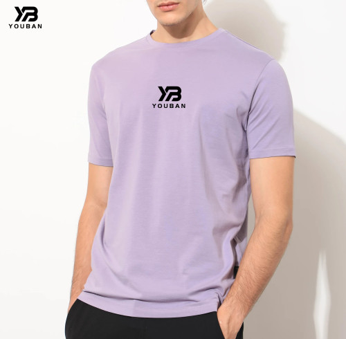 YOUBAN Men's Casual Shirt Custom Logo Round Neck Workout Cotton T Shirts