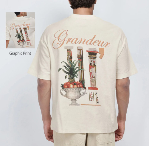 YOUBAN Graphic Printed Cotton T-shirt Men's Oversized Casual T shirts
