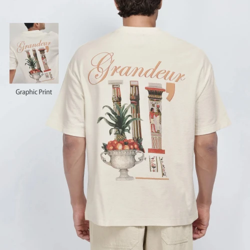 YOUBAN Graphic Printed Cotton T-shirt Men's Oversized Casual T shirts
