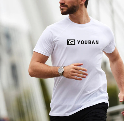 YOUBAN Cotton Gym T Shirts Custom Printing Men's Crew Neck T-shirt