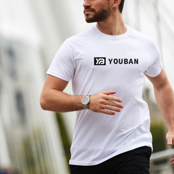 YOUBAN Cotton Gym T Shirts Custom Printing Men's Crew Neck T-shirt