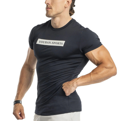 YOUBAN Men's Gym T Shirts Quick Dry Fabric Dry Fit Short Sleeve Sports T Shirts