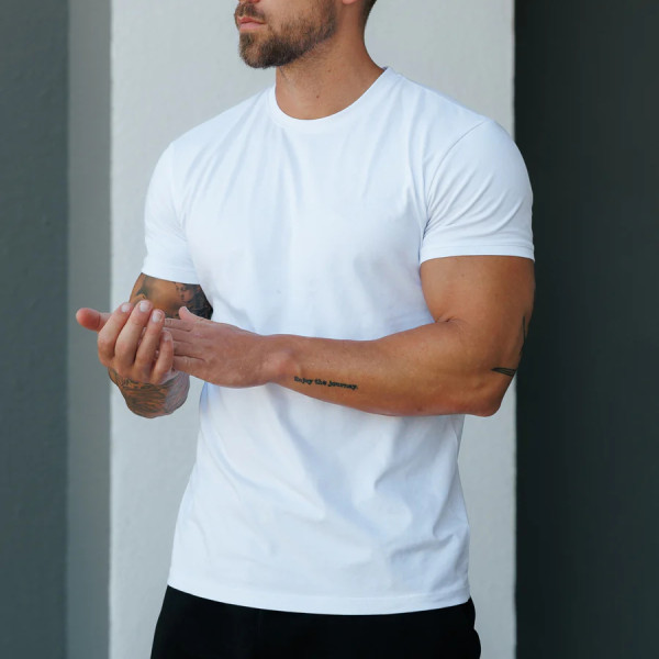 YOUBAN 100% Cotton Men's Custom Printing T Shirts Custom Logo White Jersey Tee