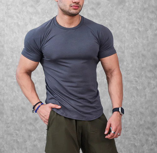 YOUBAN Fitness Sportswear 95% Cotton 5% Spandex Men's Muscle Fit T Shirts
