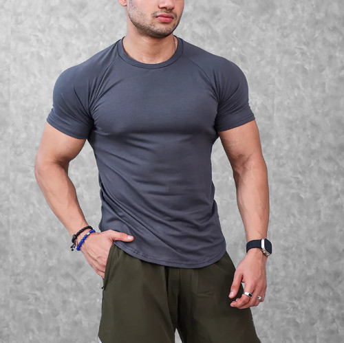YOUBAN Fitness Sportswear 95% Cotton 5% Spandex Men's Muscle Fit T Shirts