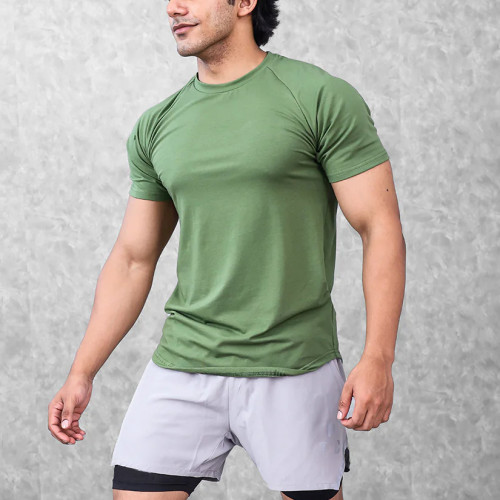YOUBAN Activewear Manufacturer Slim Fit 95% Cotton 5% Spandex Men's Gym Fitness T Shirts
