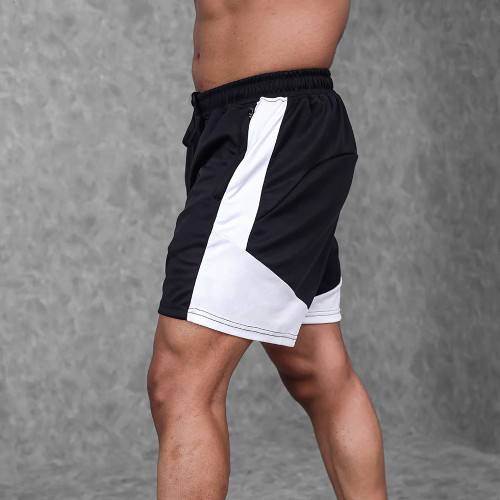 YOUBAN Gym Shorts Two-tone Breathable Drawstring Training Shorts with Zipper Pocket