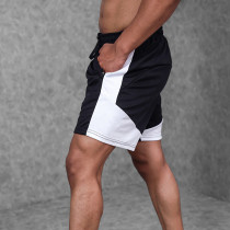 YOUBAN Gym Shorts Two-tone Breathable Drawstring Training Shorts with Zipper Pocket