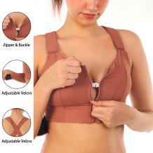 High Impact Front Closure Zipper Sports Bra with Adjustable Waistband and Shoulder Straps