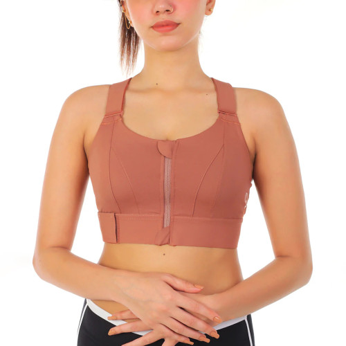 High Impact Front Closure Zipper Sports Bra with Adjustable Waistband and Shoulder Straps