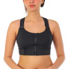 High Impact Front Closure Zipper Sports Bra with Adjustable Waistband and Shoulder Straps - Black