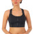 Wholesale High Impact Front Closure Zipper Sports Bra with Adjustable Waistband and Shoulder Straps - Black