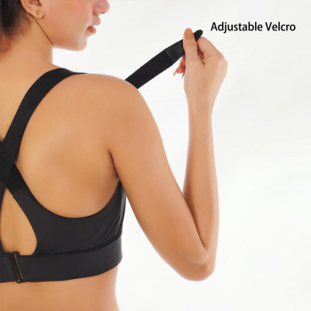 Wholesale High Impact Front Closure Zipper Sports Bra with Adjustable Waistband and Shoulder Straps - Black