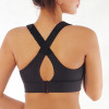 High Impact Front Closure Zipper Sports Bra with Adjustable Waistband and Shoulder Straps - Black