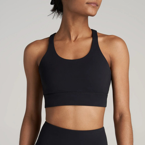 Custom Logo U-shaped Crisscross Back Compression Black Sports Bra