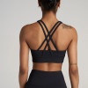 Custom Logo U-shaped Crisscross Back Compression Black Sports Bra
