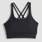 Custom Logo U-shaped Crisscross Back Compression Black Sports Bra