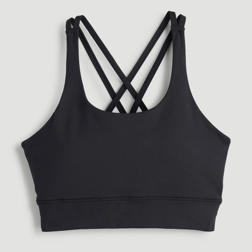 Custom Logo U-shaped Crisscross Back Compression Black Sports Bra