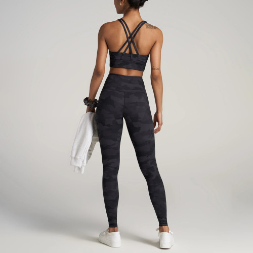 Women Crisscross Back Camouflage Sports Bra