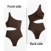 Women Swimwear Suit One Shoulder Rib Asymmetric Trikini