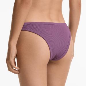 Women Beachwear Swimsuit Rib Bikini Set Briefs Trikini - Purple