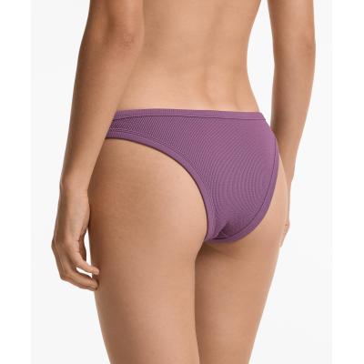 Women Beachwear Swimsuit Rib Bikini Set Briefs Trikini - Purple