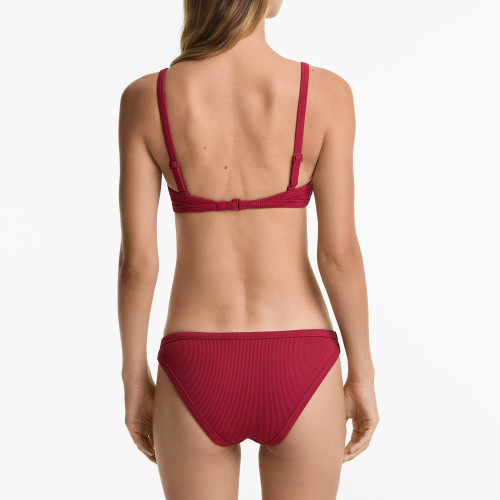Women Beachwear Swimsuit Rib Bikini Set Briefs Trikini - Red