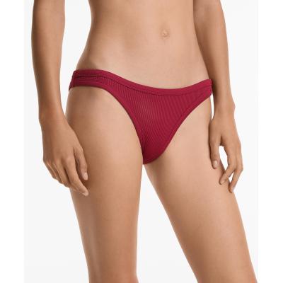 Women Beachwear Swimsuit Rib Bikini Set Briefs Trikini - Red