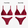 Women Beachwear Swimsuit Rib Bikini Set Briefs Trikini - Red