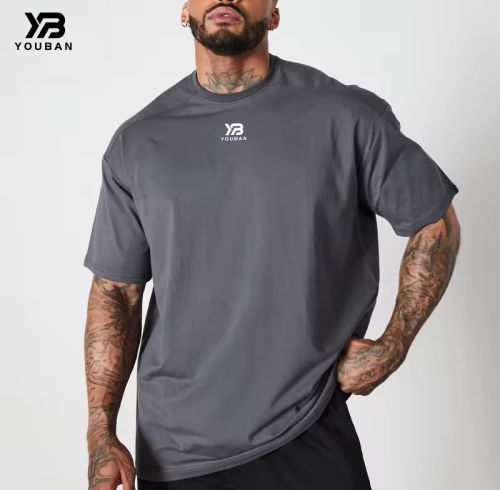 YOUBAN Custom T Shirt For Men Silk-screen Printing Cotton Oversized T Shirts Activewear Manufacturer