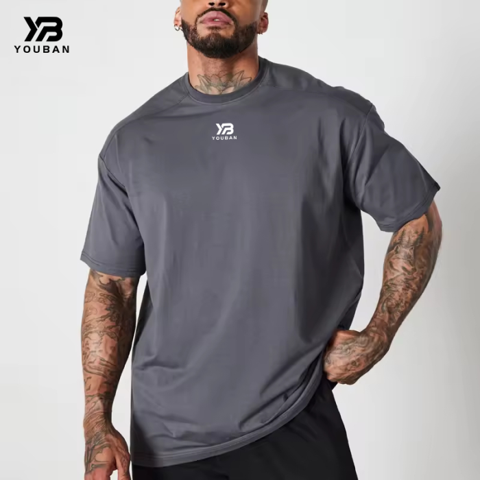 YOUBAN Custom T Shirt For Men Silk-screen Printing Cotton Oversized T Shirts Activewear Manufacturer