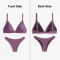 Women Beachwear Swimsuit Rib Bikini Set Briefs Trikini - Purple