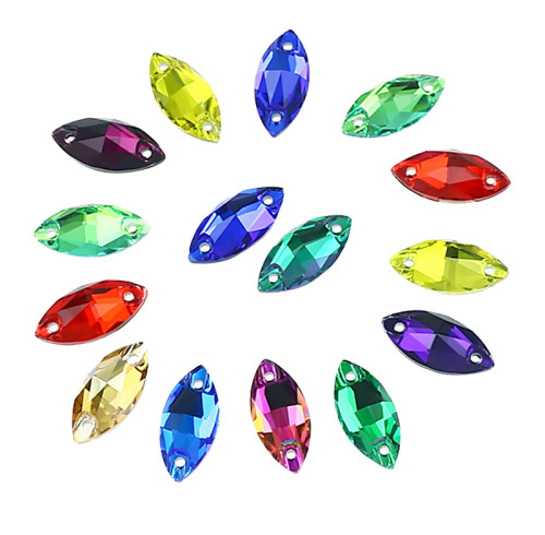 Wholesale marquise K9 double- hole rhinstns Hand - stitched. Fashion/DIY. OEM/ODM. Partner top dists