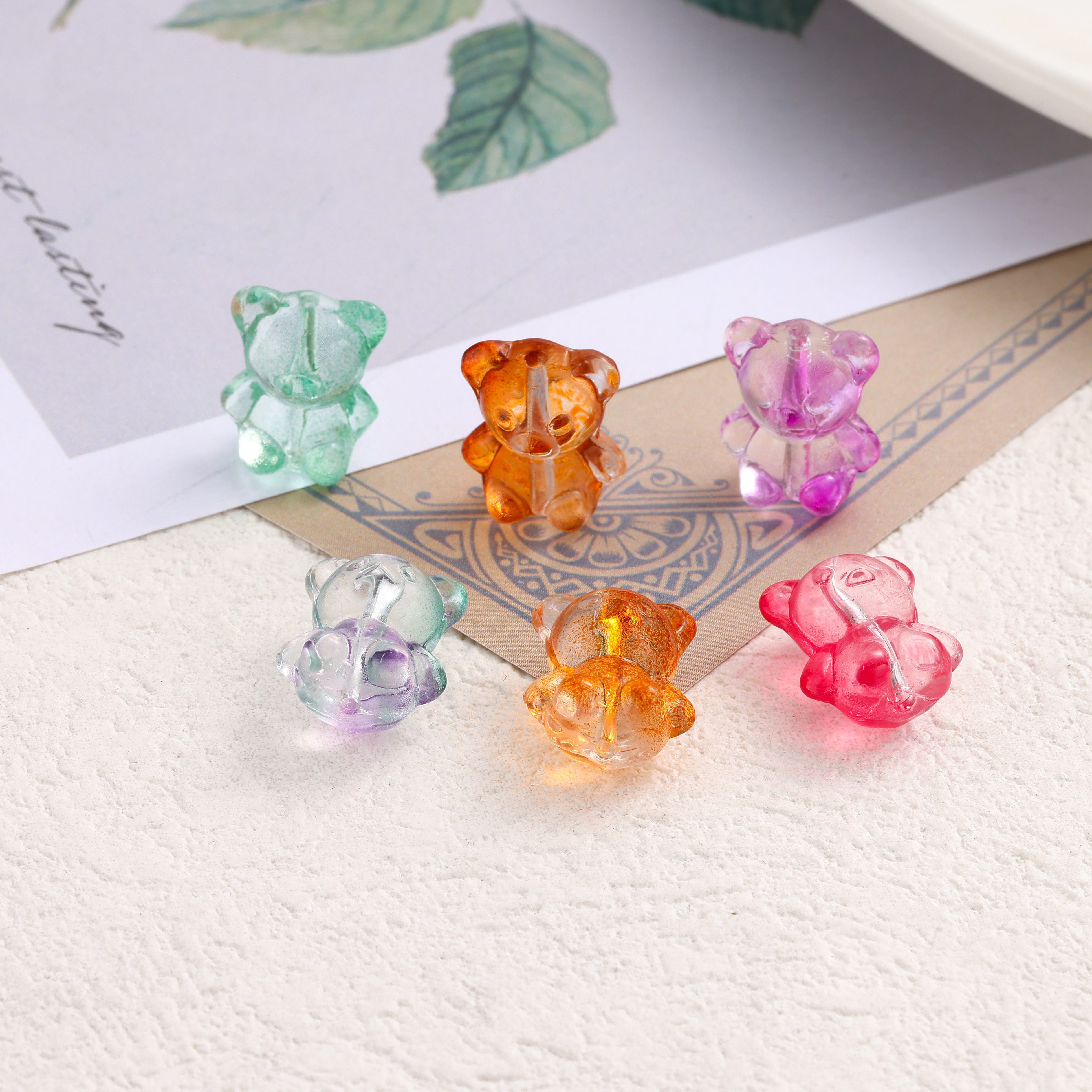 Bear-shaped perforated glass beads 