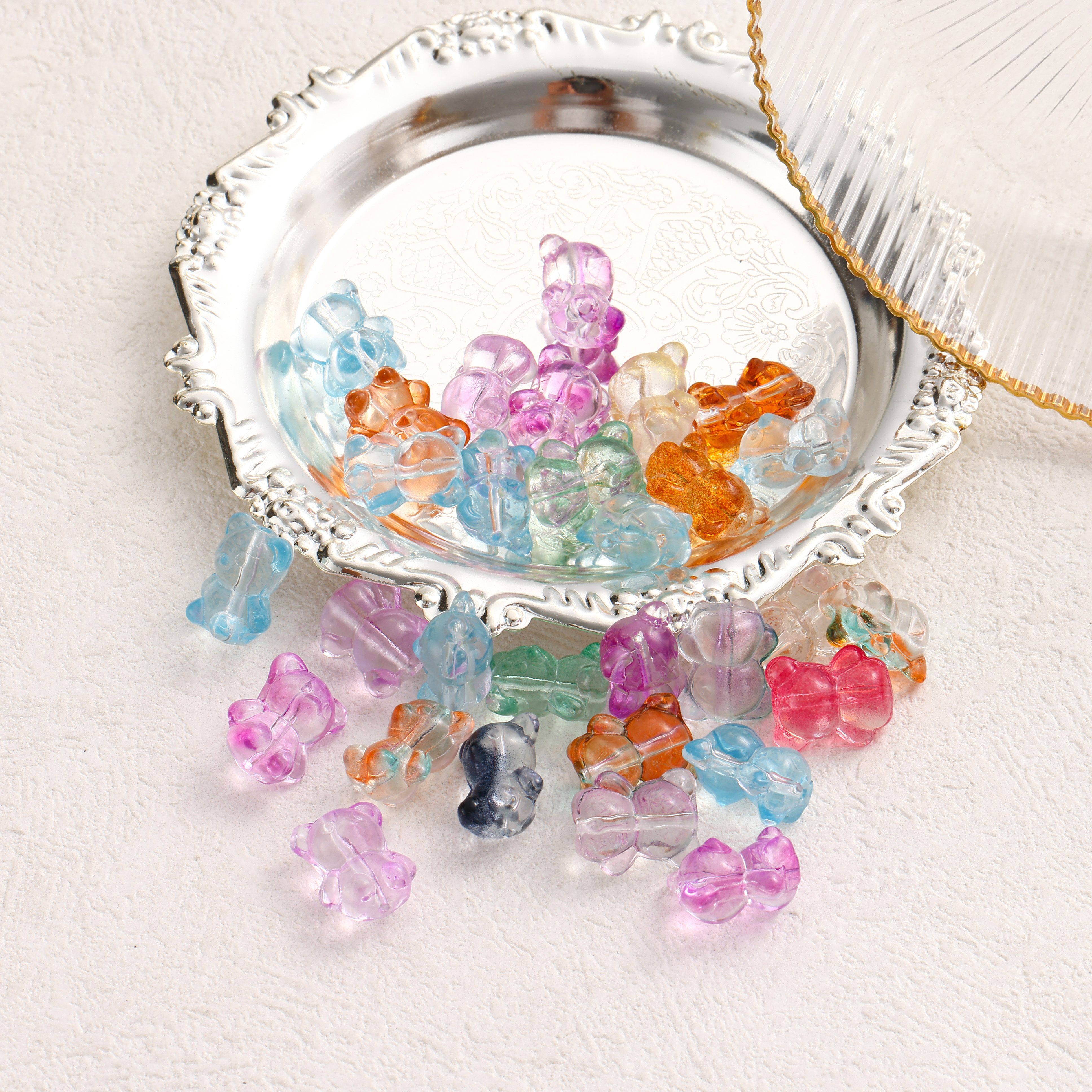 Bear-shaped perforated glass beads 