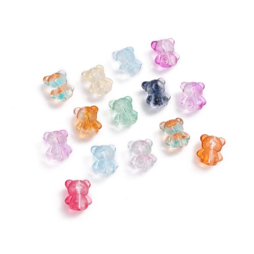 Bear-shaped perforated glass beads, high-quality crystal glass. For decoration, jewelry making, DIY, kids' toys. Wholesale & retail supplier.