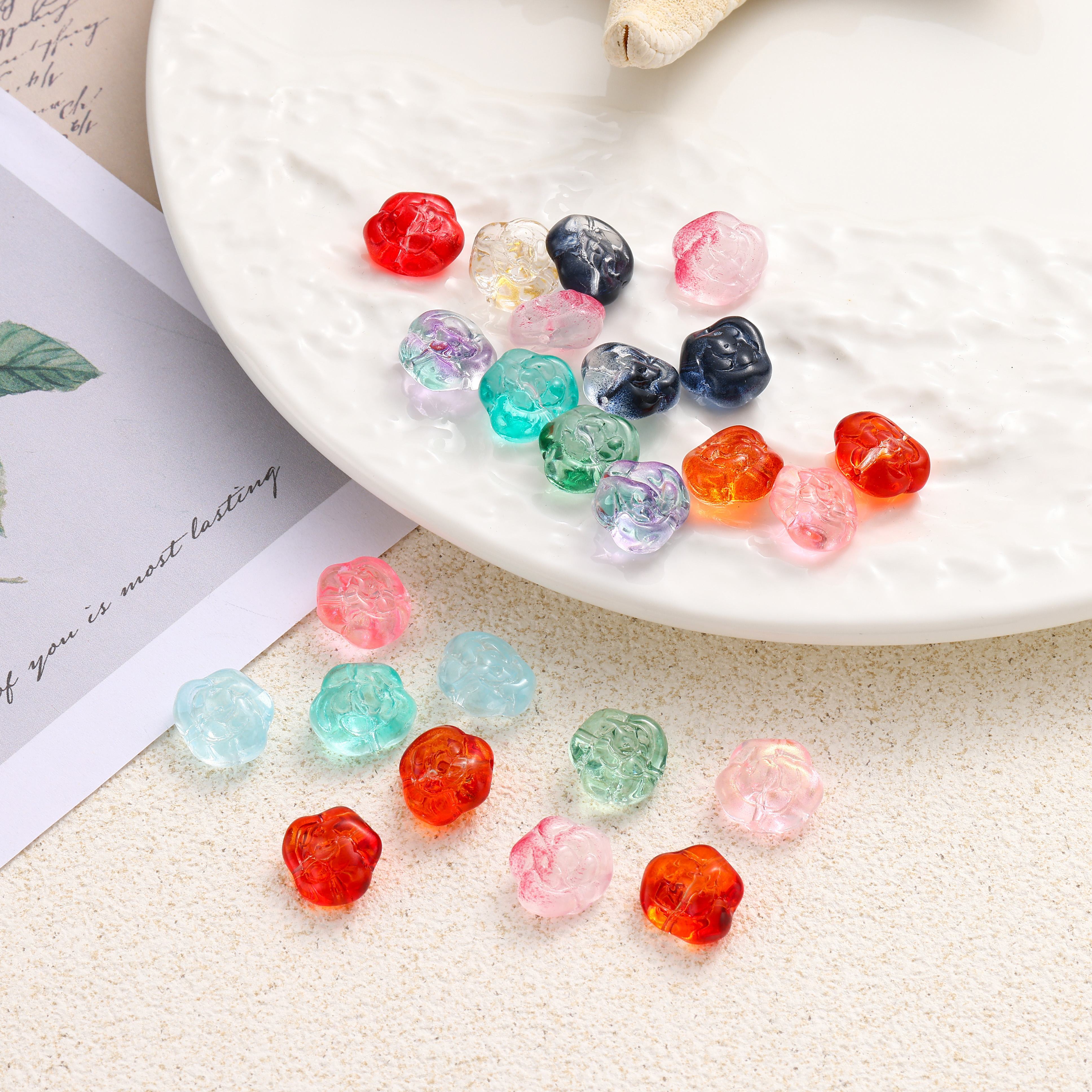 Rose Shape Perforated Glass Beads