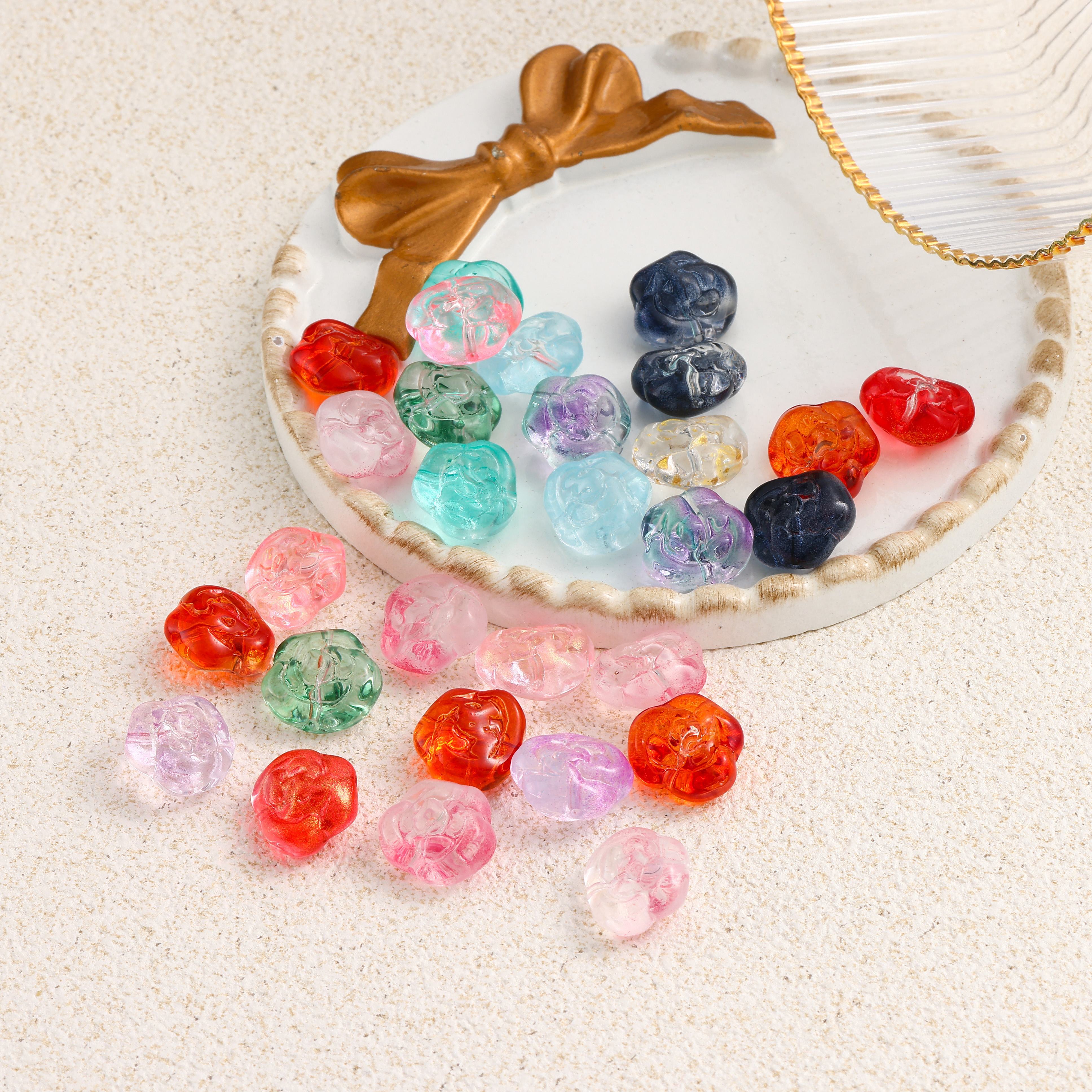 Rose Shape Perforated Glass Beads